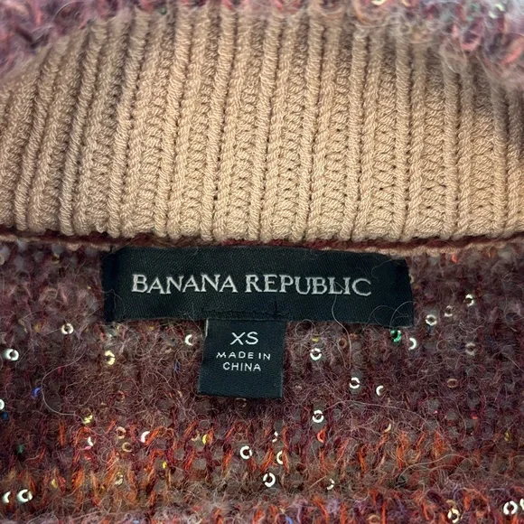 Banana Republic Red and Brown Striped Turtleneck Sweater - Picture 3 of 4